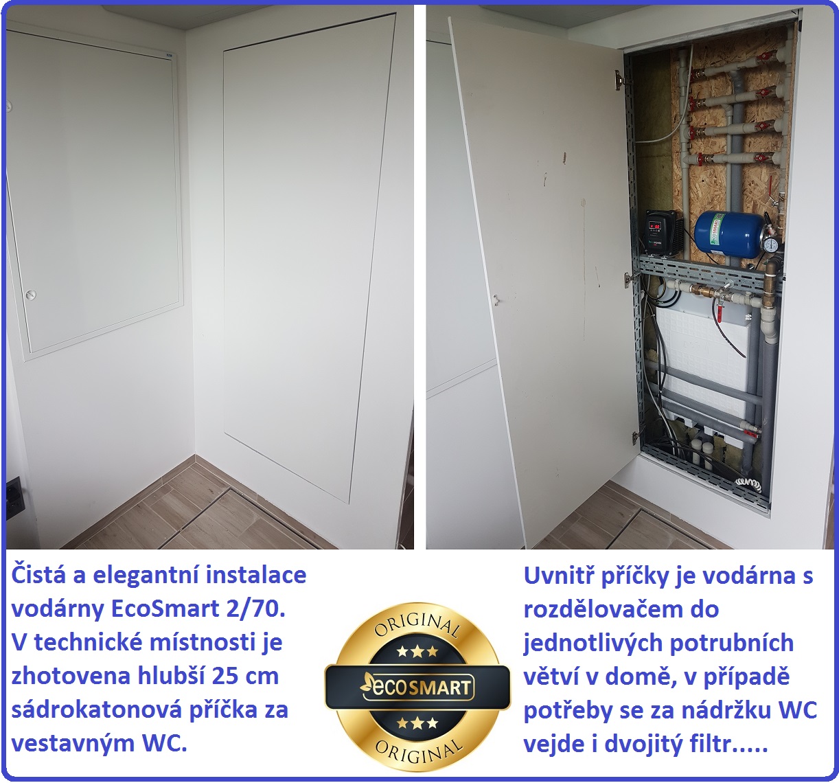 vodárna v technické místnosti, instalace vodárny, čerpadla